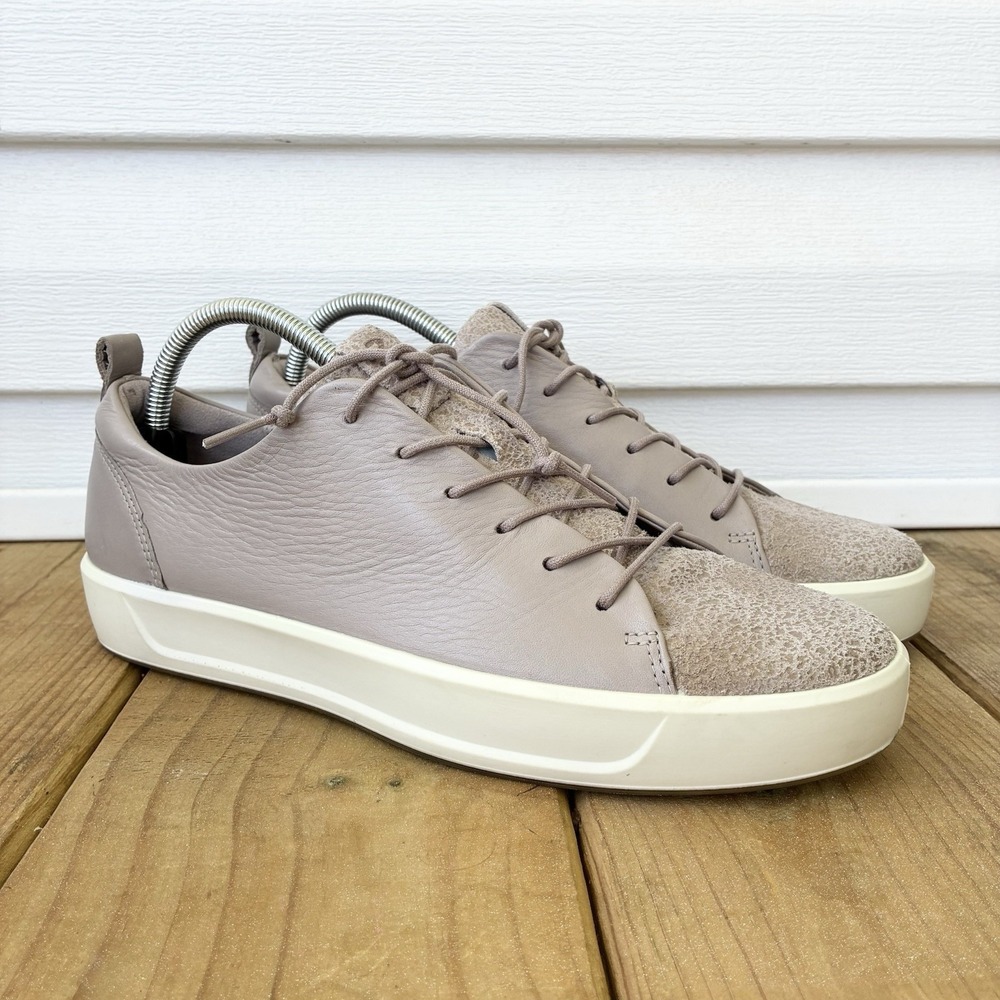 Ecco Soft 8 Leather Lace Up Rose Gray Lavender Sneakers Shoes Womens 11 EU 42